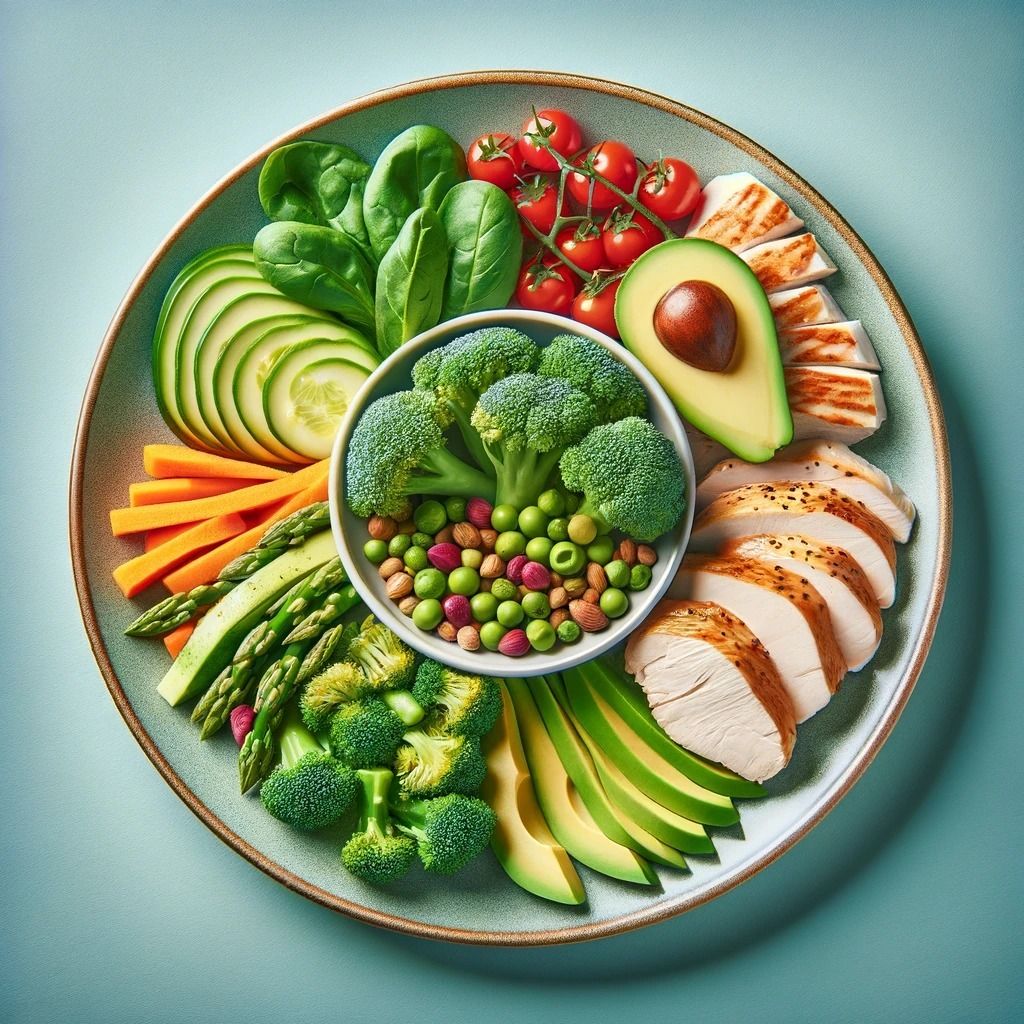 Stylized balanced plate with soft tones